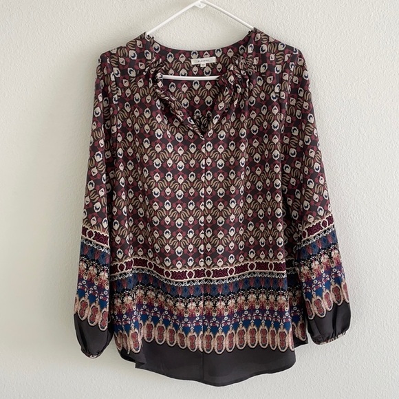 Pleione Long Sleeve Multi Pattern Blouse - Picture 1 of 9